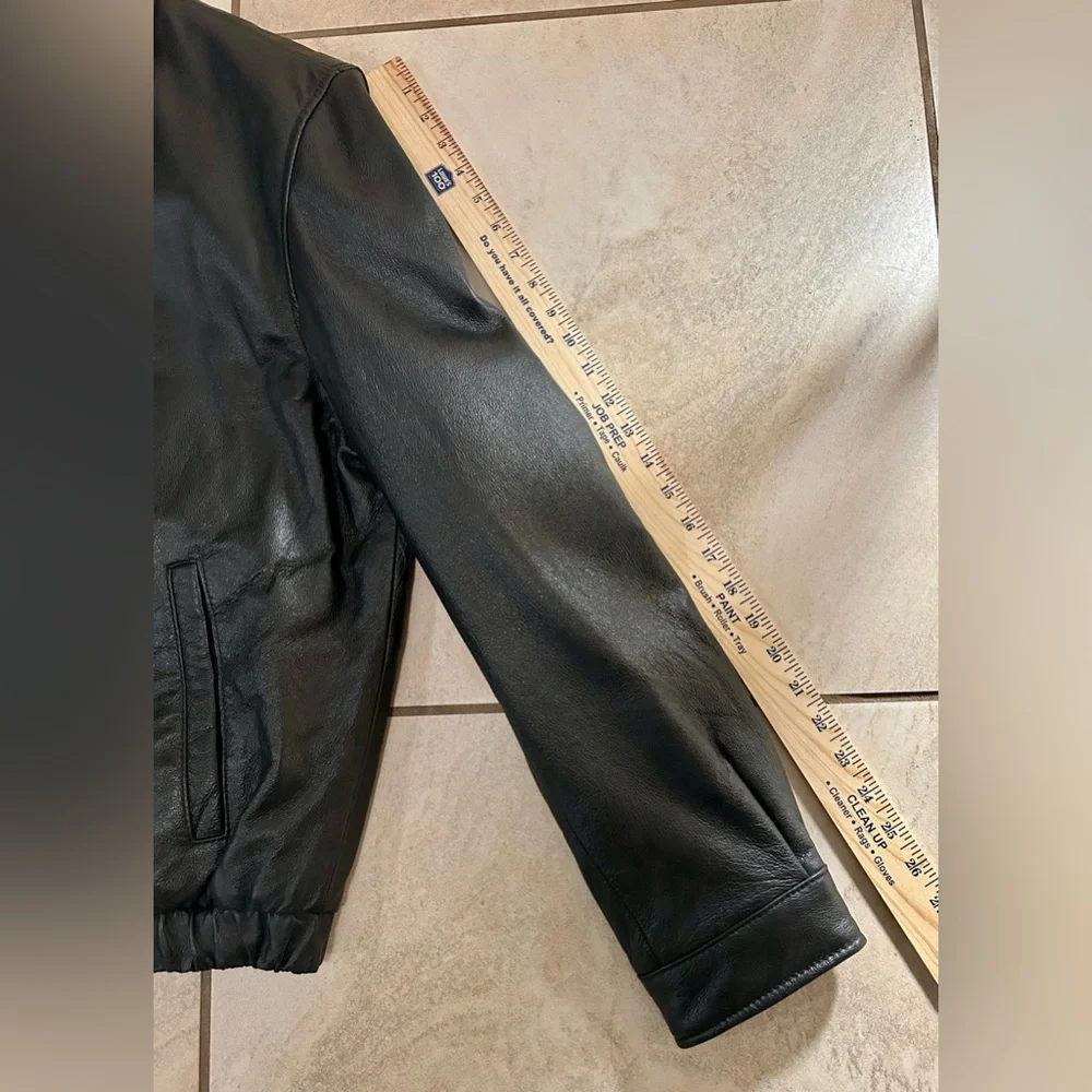 Men's Black Leather Classic Zip Jacket Quilted Lining Casual Pristine R&O Bomber - Picture 11 of 15